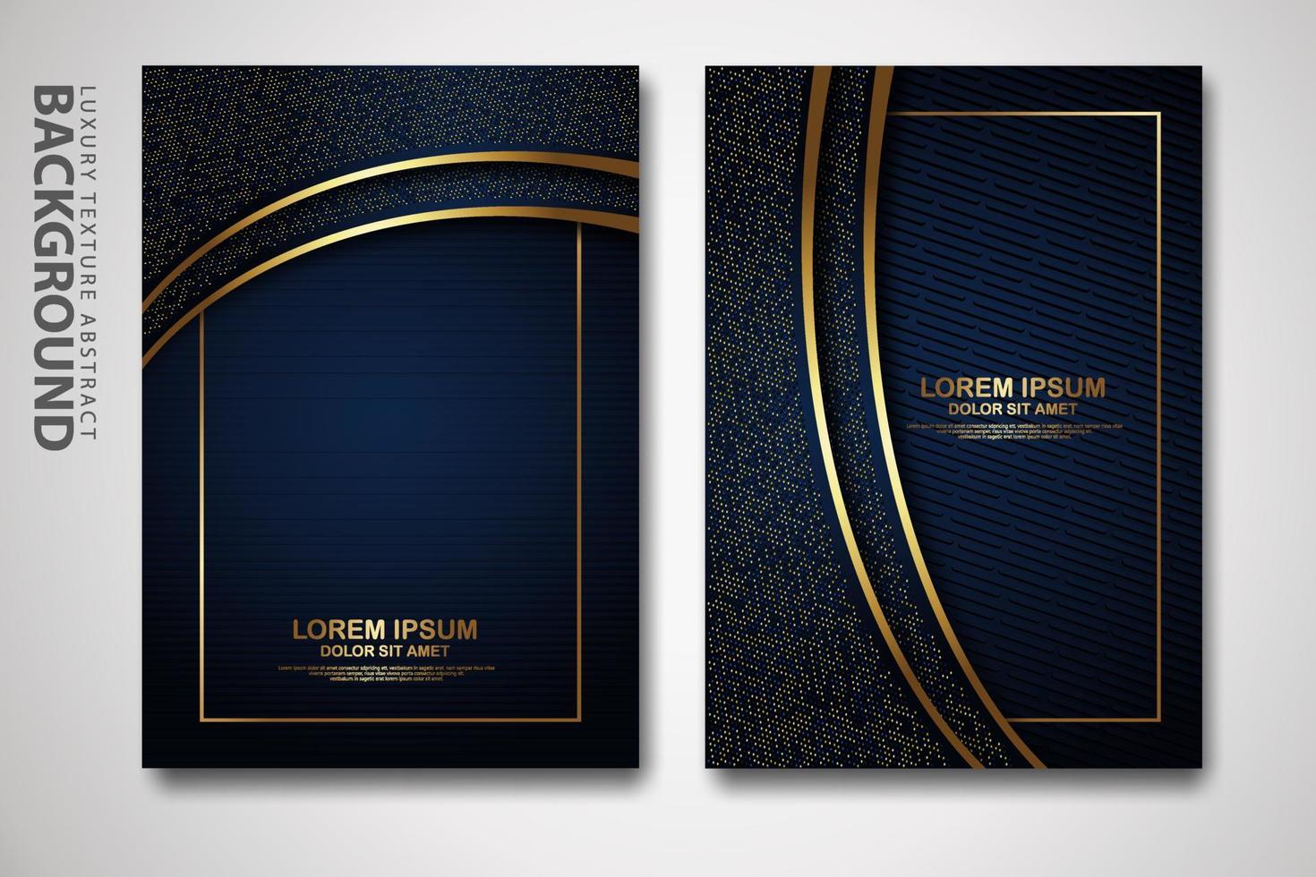 Vector two set of cover design template with luxury and elegant wave, circle and overlap layers background with glitters effect. Realistic textured on background