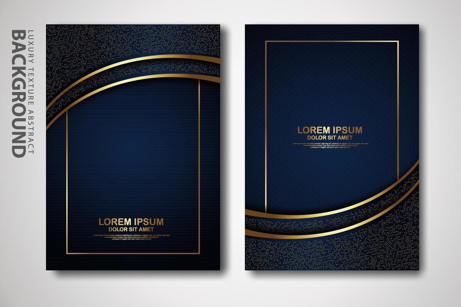 Vector two set of cover design template with luxury and elegant wave, circle and overlap layers background with glitters effect. Realistic textured on background