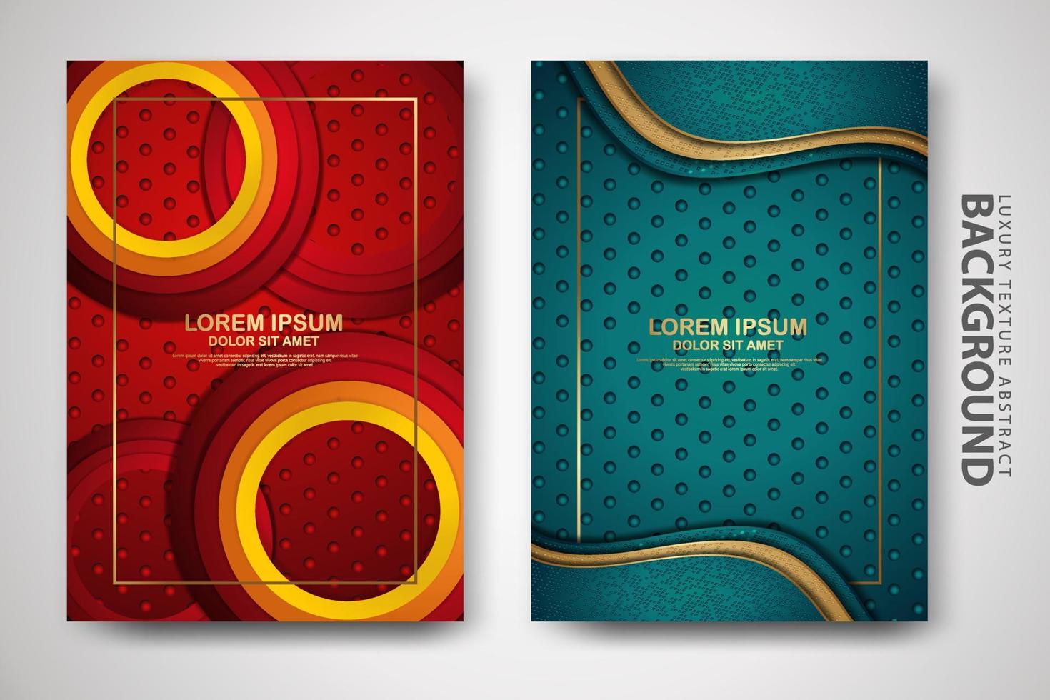 Vector set of cover design template with futuristic and dynamic overlap layers background with glitters effect. Realistic on textured dark background