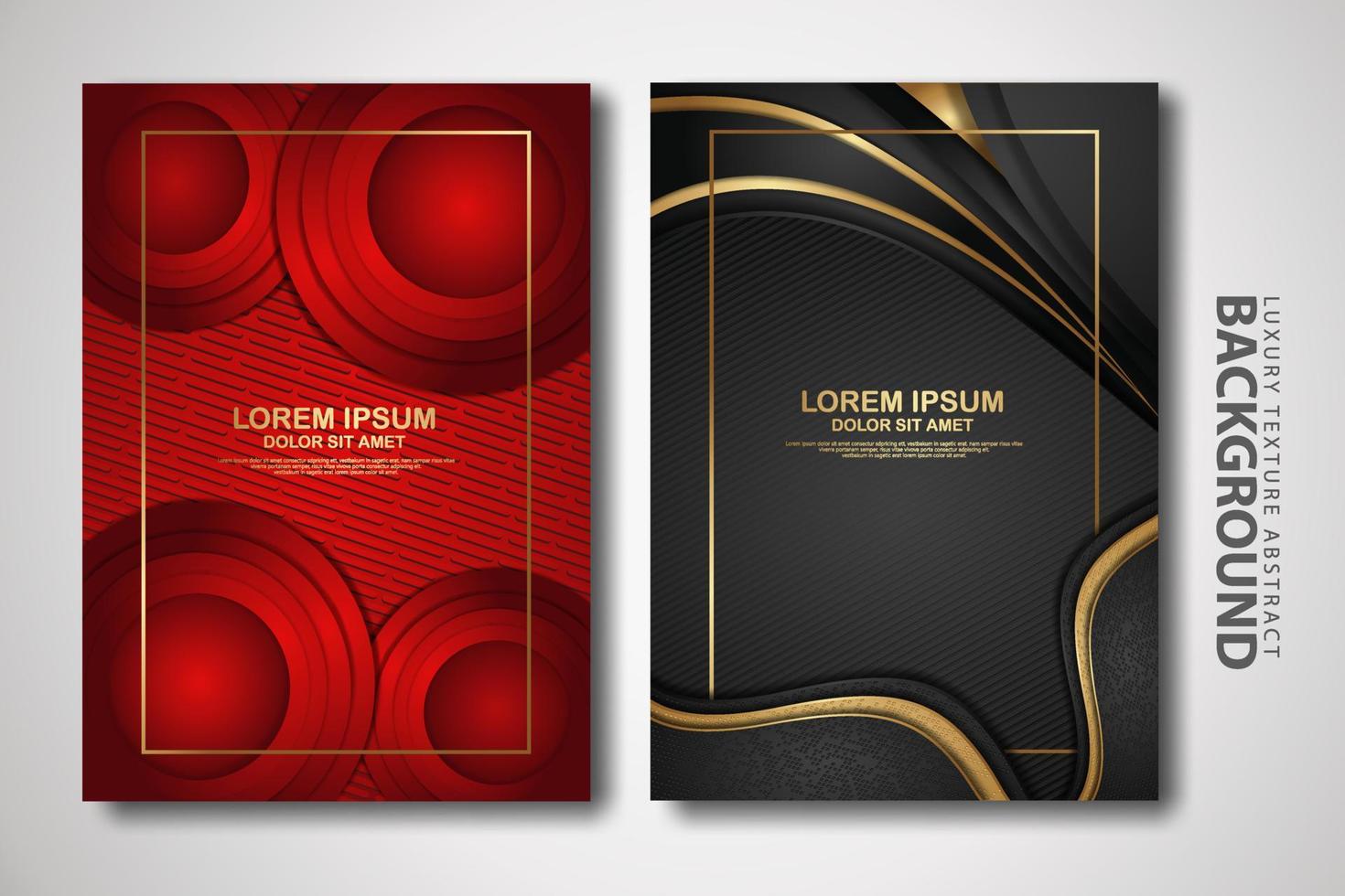 Vector set of cover design template with futuristic and dynamic overlap layers background with glitters effect. Realistic on textured dark background