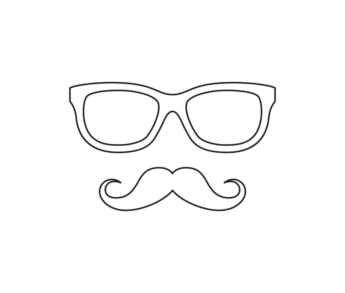 página para colorear con bigote y gafas para niños vector