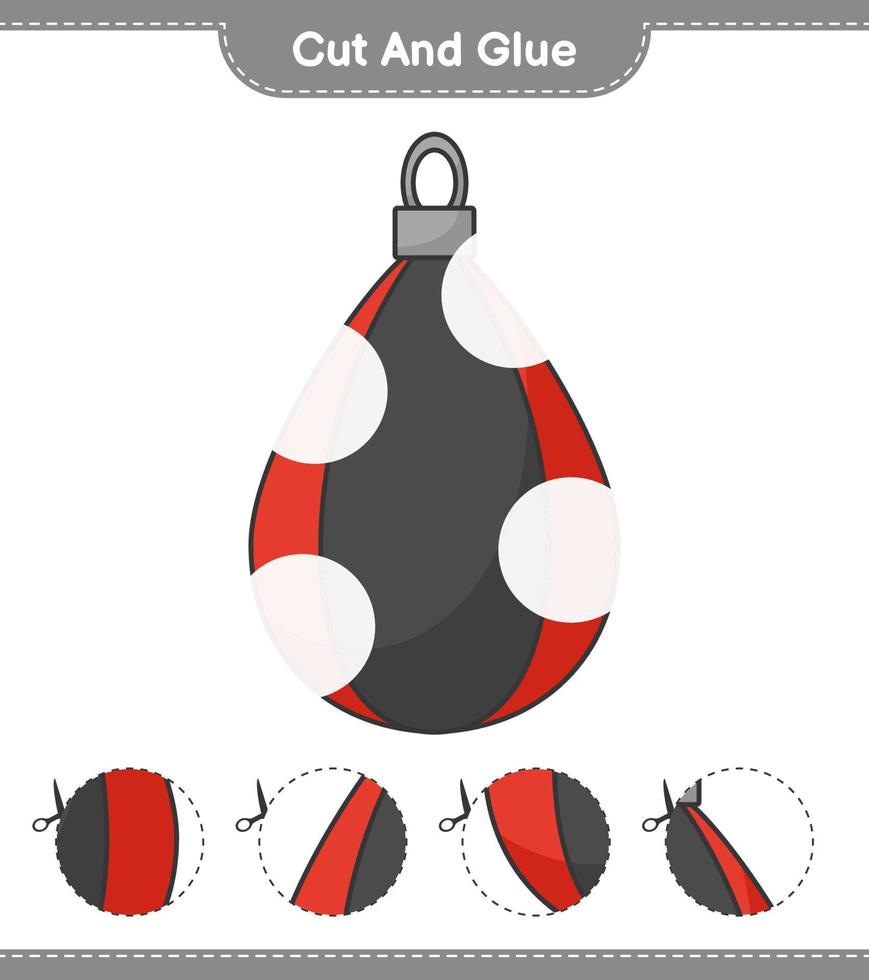 Cut and glue, cut parts of Punching Bag and glue them. Educational children game, printable worksheet, vector illustration