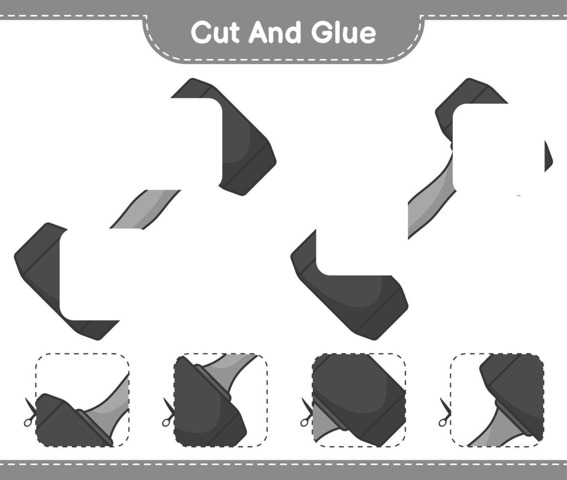 corta y pega, corta partes de mancuernas y pégalas. juego educativo para niños, hoja de cálculo imprimible, ilustración vectorial vector