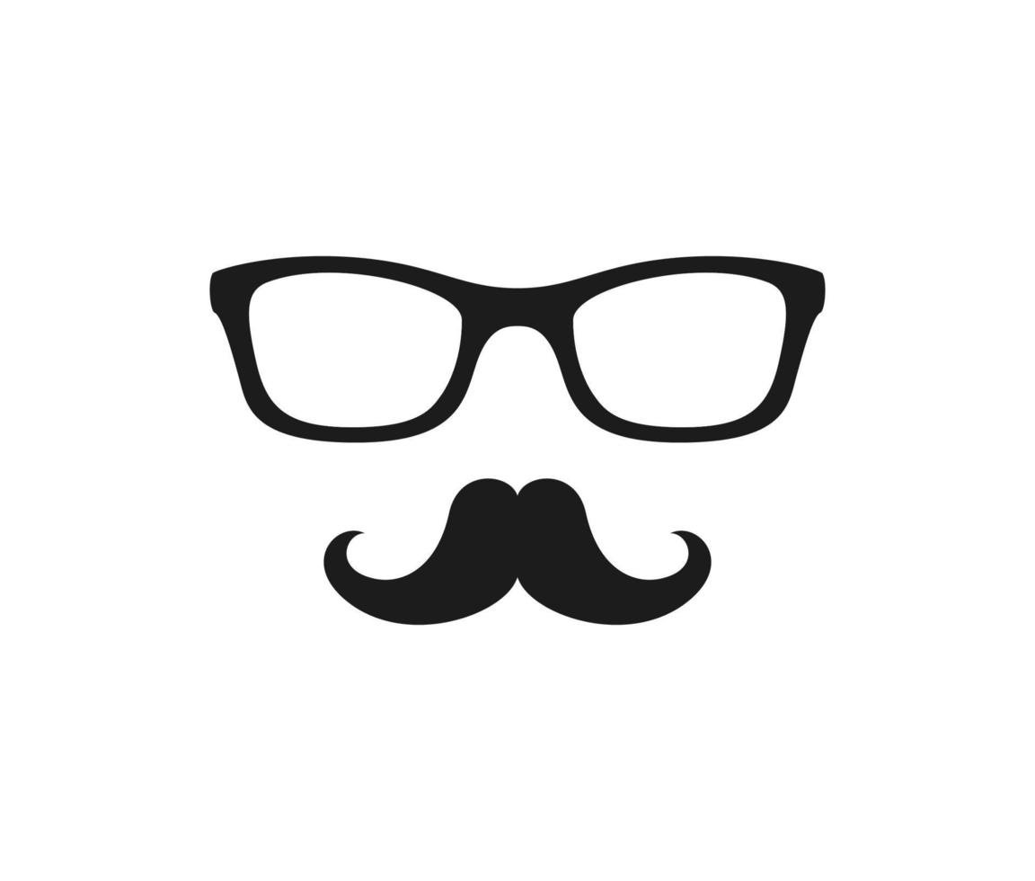 bigote y gafas aislado sobre fondo blanco. vector