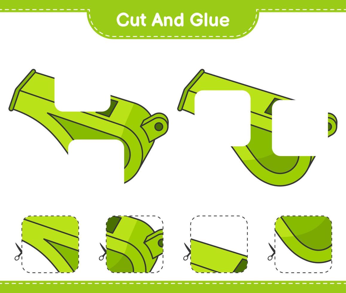 Cut and glue, cut parts of Whistle and glue them. Educational children game, printable worksheet, vector illustration