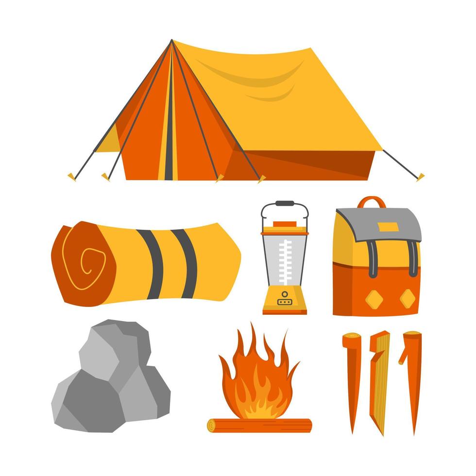 vector de elemento de herramienta de camping con estilo de diseño plano