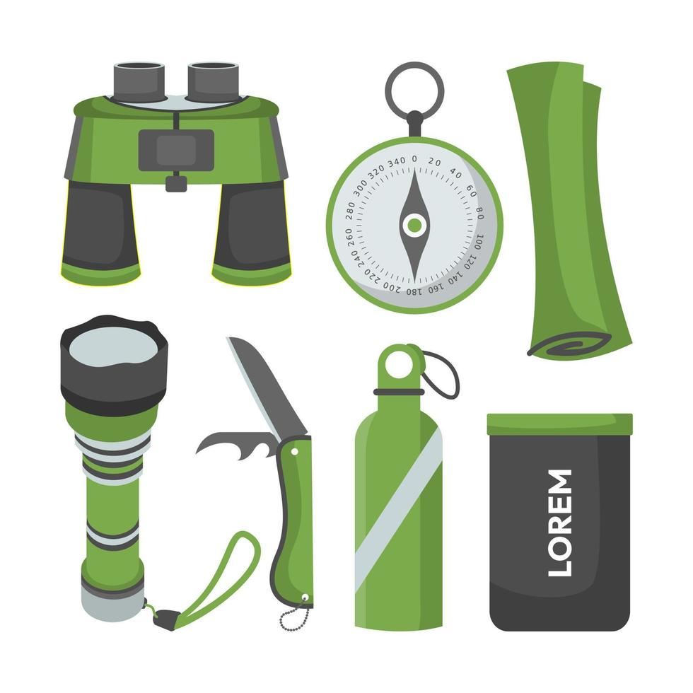 camping tool element vector with flat design style