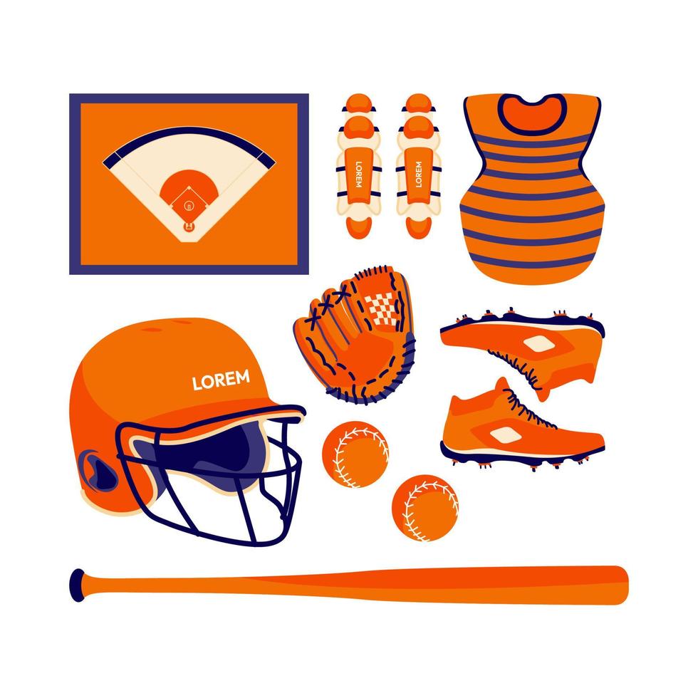 Baseball element vector with flat design style