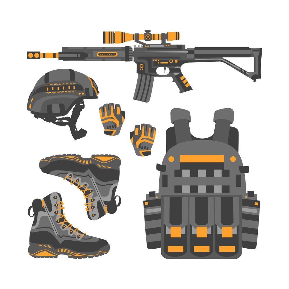 elemento de pistola de airsoft vectorial con estilo de diseño plano vector