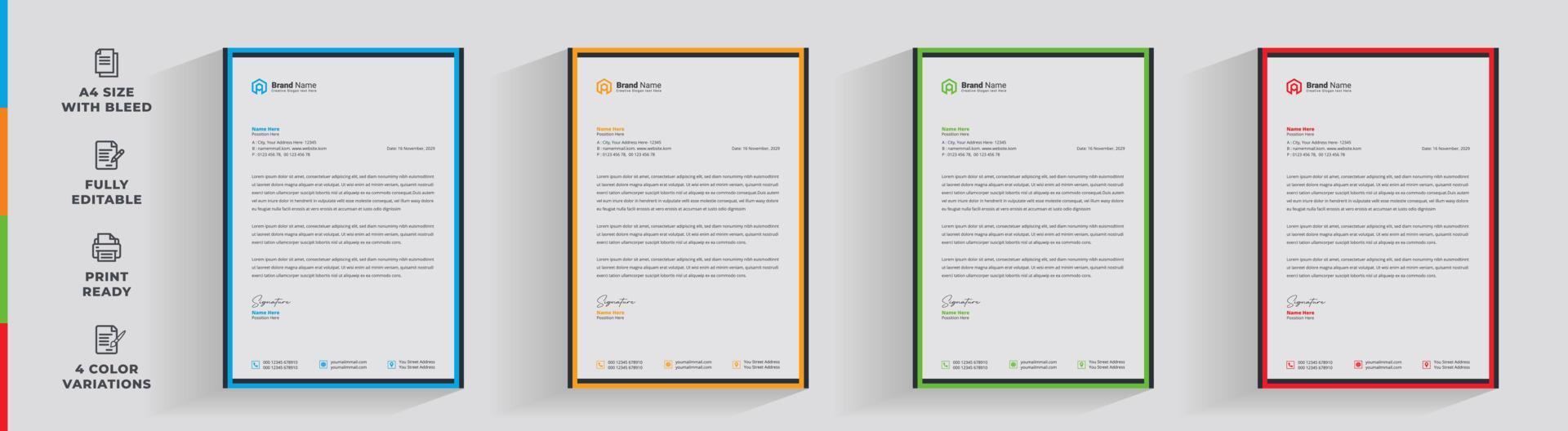 Letterhead corporate creative business company  minimal clean unique template design vector