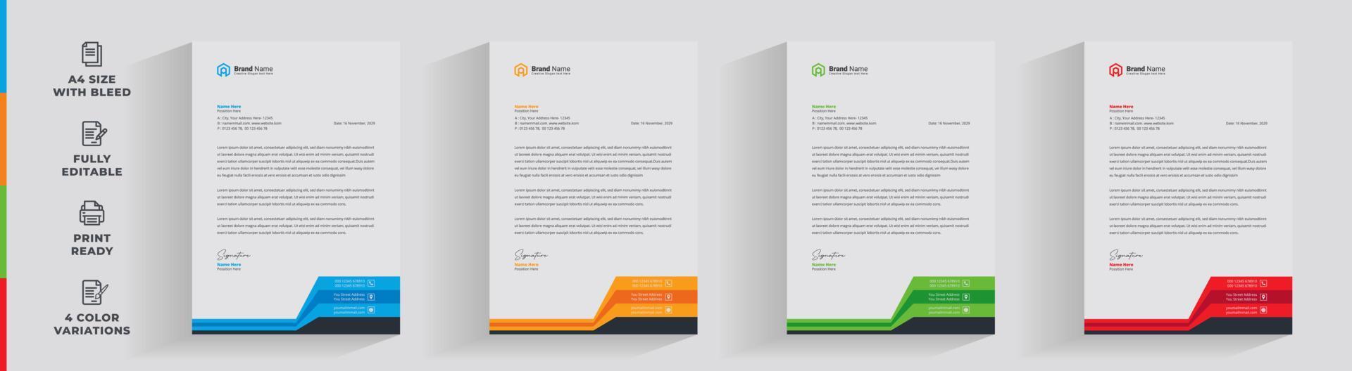 Letterhead corporate creative business company  minimal clean unique template design vector