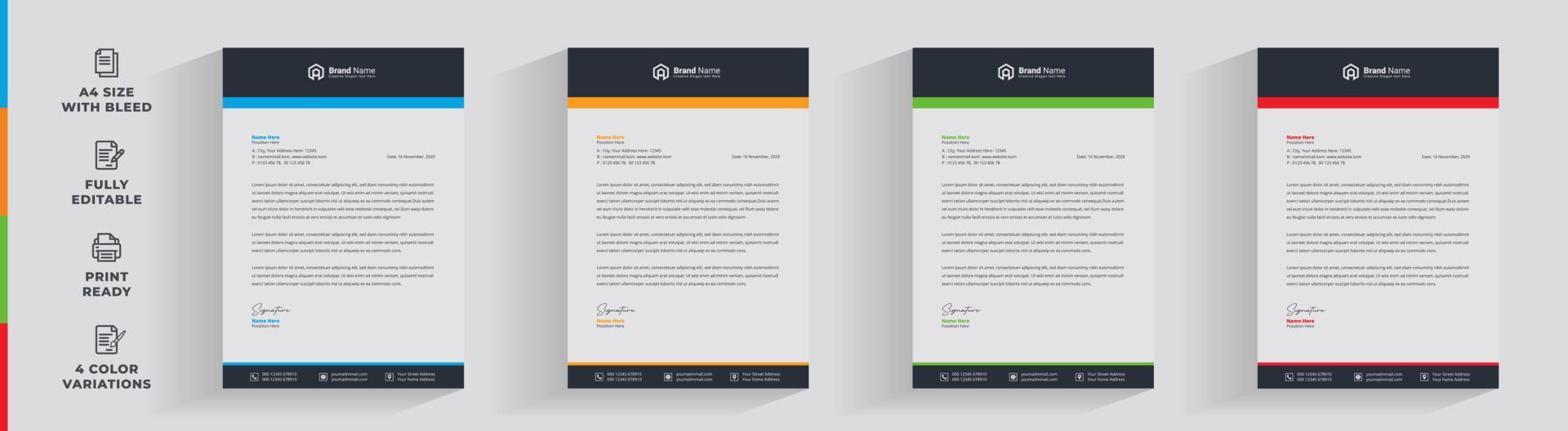 Letterhead corporate creative business company  minimal clean unique template design vector