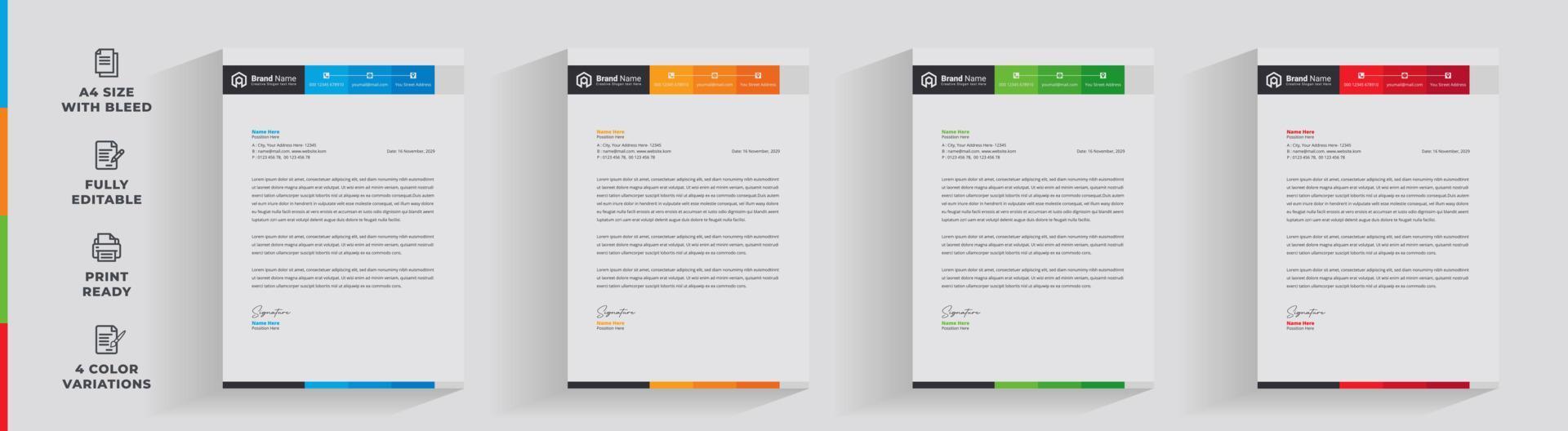 Letterhead corporate creative business company  minimal clean unique template design vector