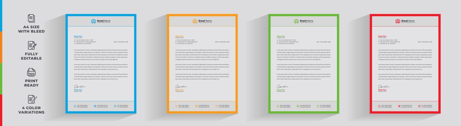 Letterhead corporate creative business company  minimal clean unique template design vector