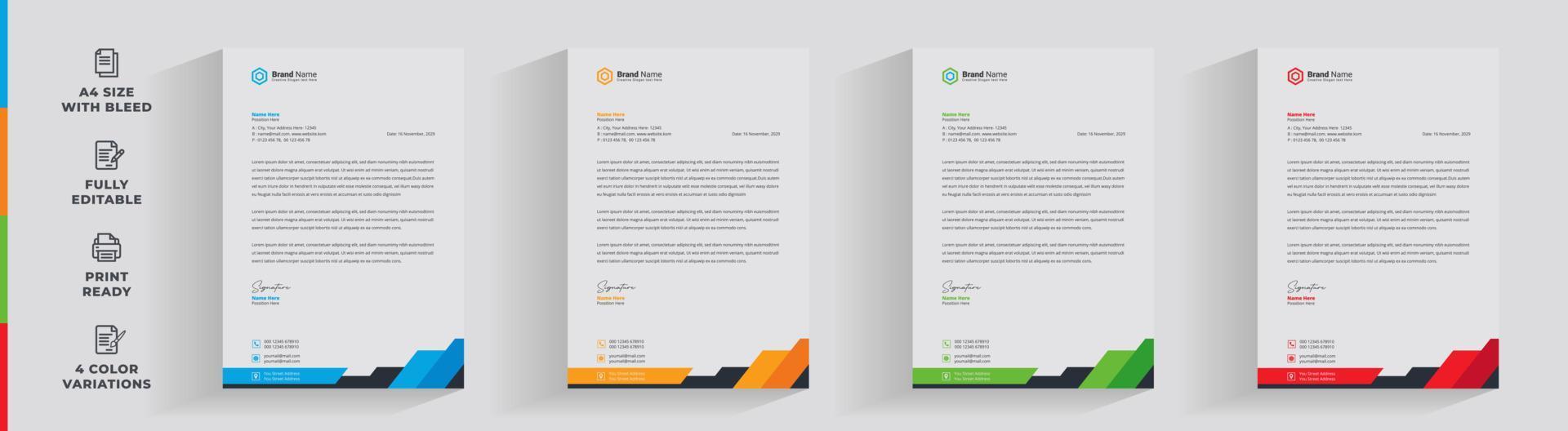 letterhead corporate A4 size minimal clean creative informative abstract business company design template vector