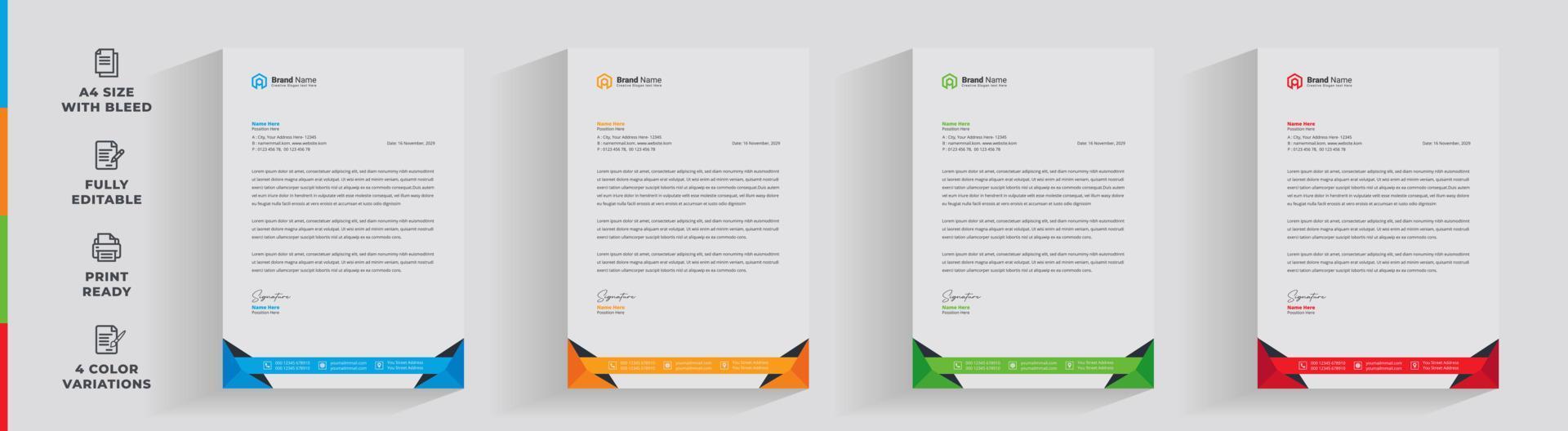 Letterhead corporate creative business company  minimal clean unique template design vector