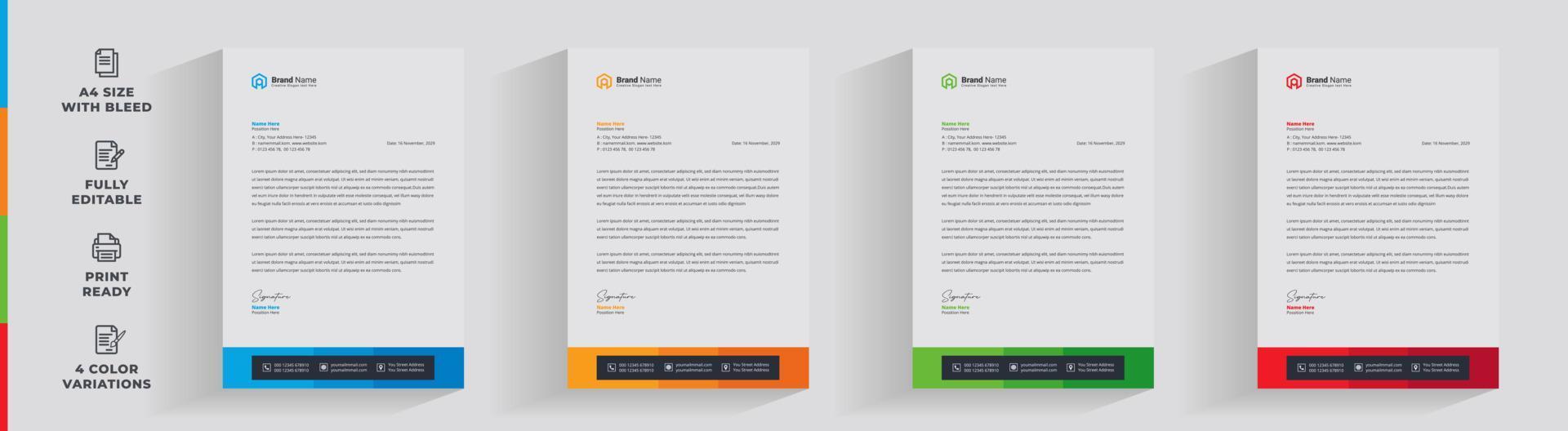 Letterhead corporate creative business company  minimal clean unique template design vector