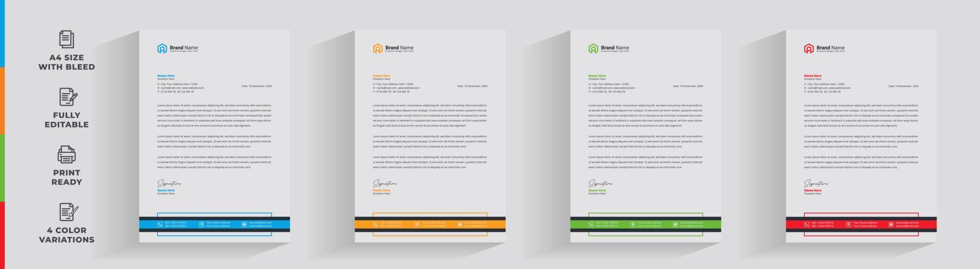 Letterhead corporate creative business company  minimal clean unique template design vector