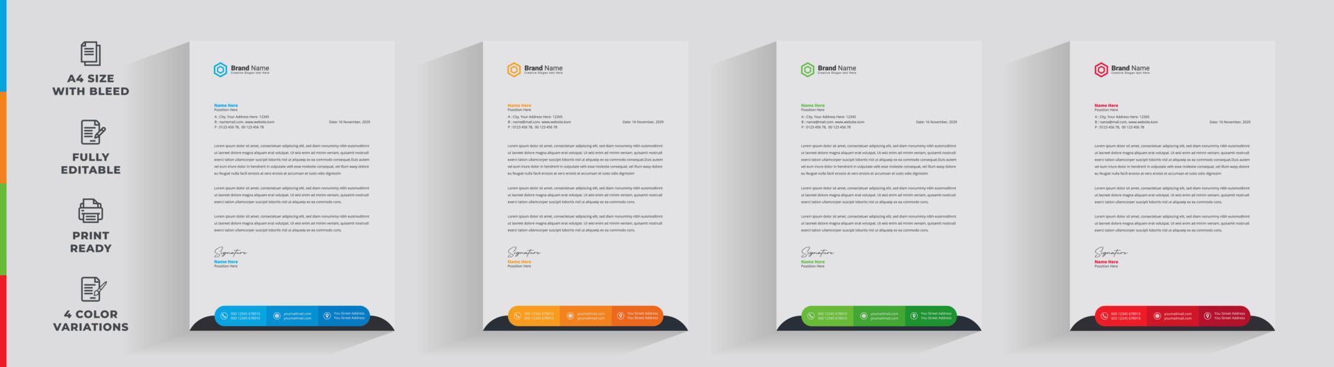 Letterhead corporate creative business company  minimal clean unique template design vector