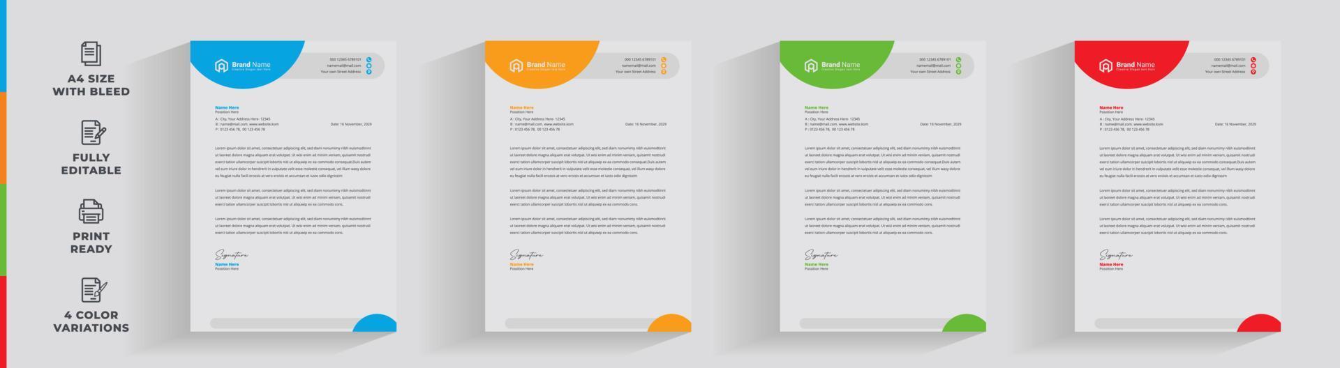 Letterhead corporate creative business company  minimal clean unique template design vector