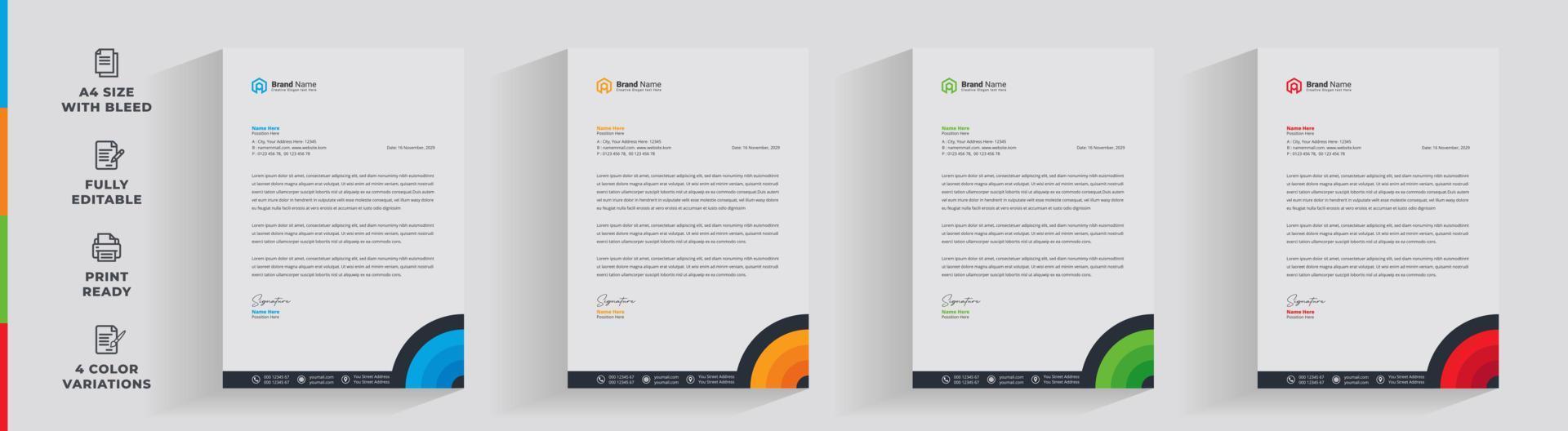 Letterhead corporate creative business company  minimal clean unique template design vector
