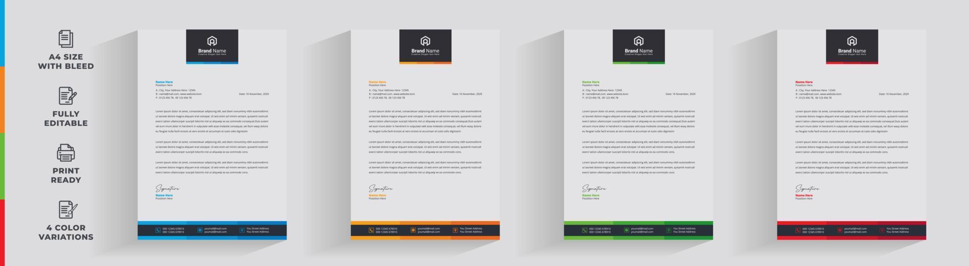 Letterhead corporate creative business company  minimal clean unique template design vector