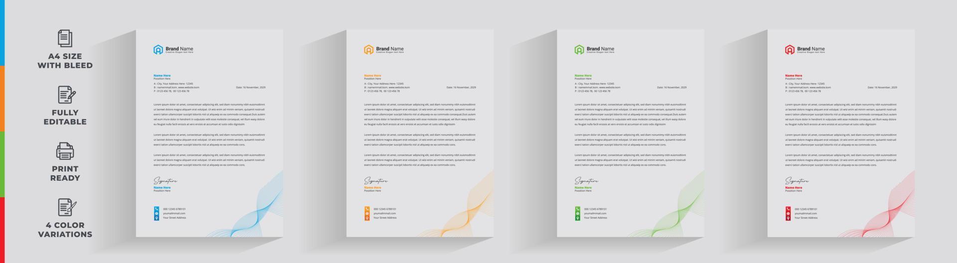 Letterhead corporate creative business company  minimal clean unique template design vector