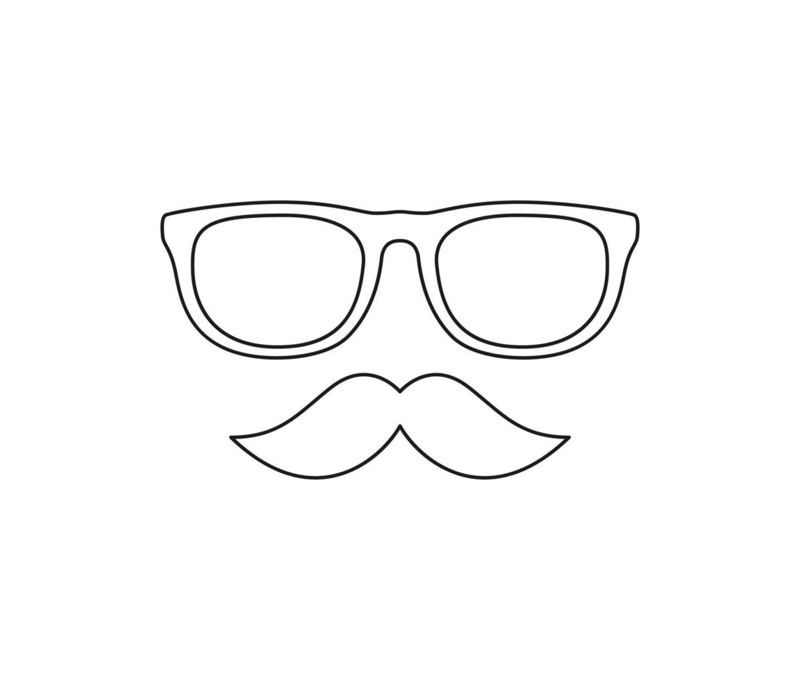 Coloring page with Mustache and Glasses for kids vector