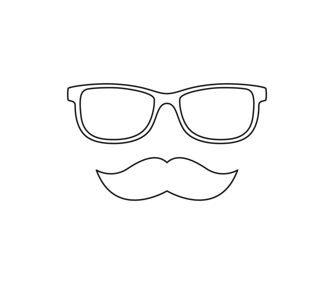 página para colorear con bigote y gafas para niños vector