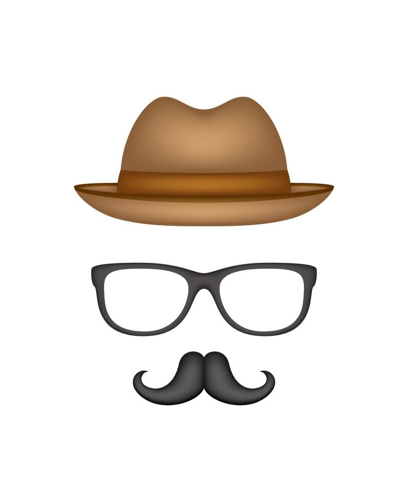 Mustache, Hat, and Glasses isolated on white background vector