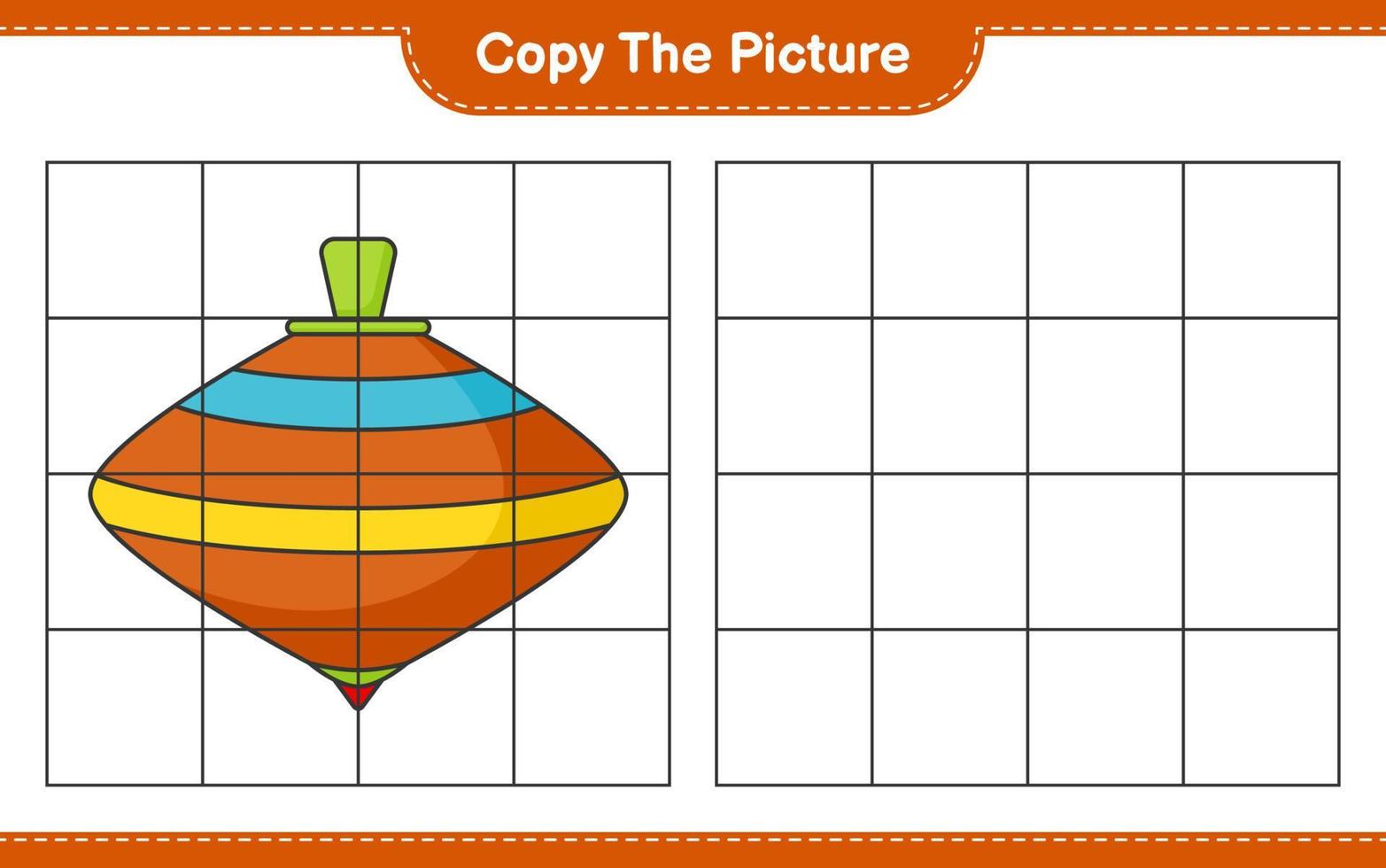 Copy the picture, copy the picture of Whirligig Toy using grid lines. Educational children game, printable worksheet, vector illustration