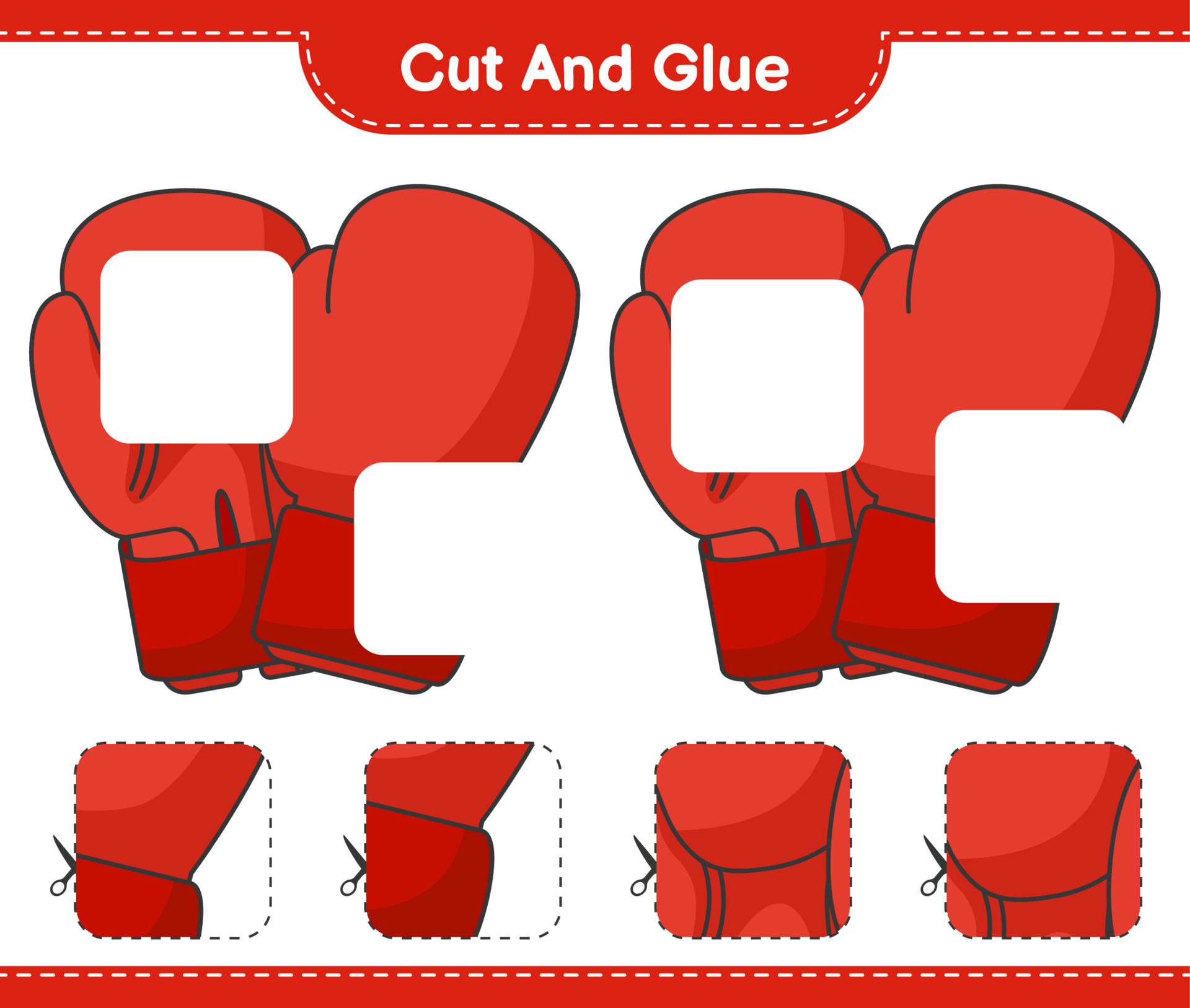 Cut and glue, cut parts of Boxing Gloves and glue them. Educational