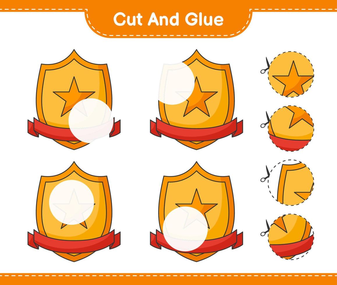 Cut and glue, cut parts of Trophy and glue them. Educational children game, printable worksheet, vector illustration