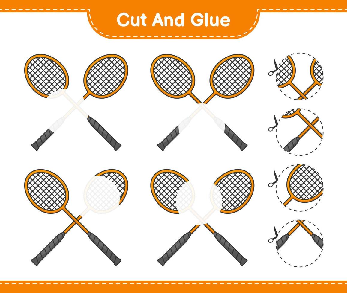 Cut and glue, cut parts of Badminton Rackets and glue them. Educational