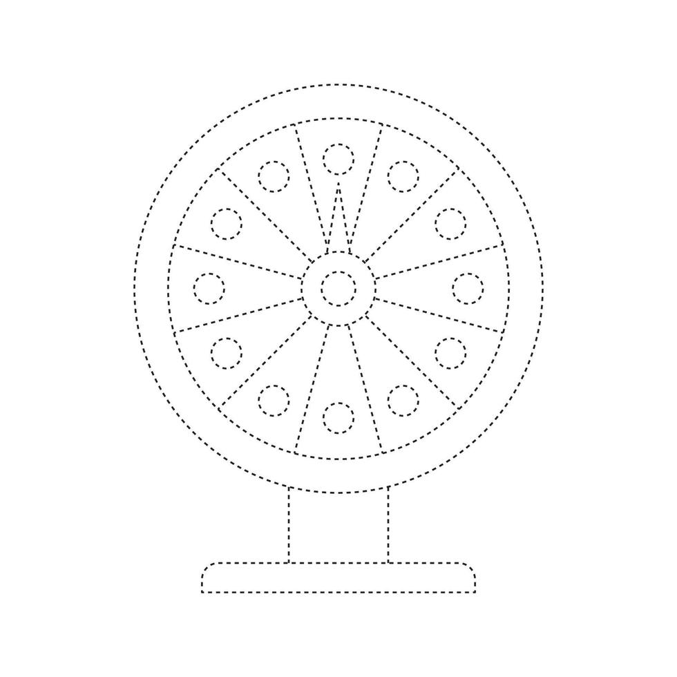 hoja de trabajo de seguimiento de la rueda de la fortuna para niños vector