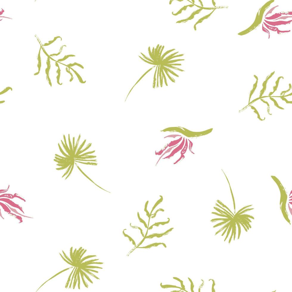patrón transparente floral con pequeñas flores tropicales. dibujo a mano. vector