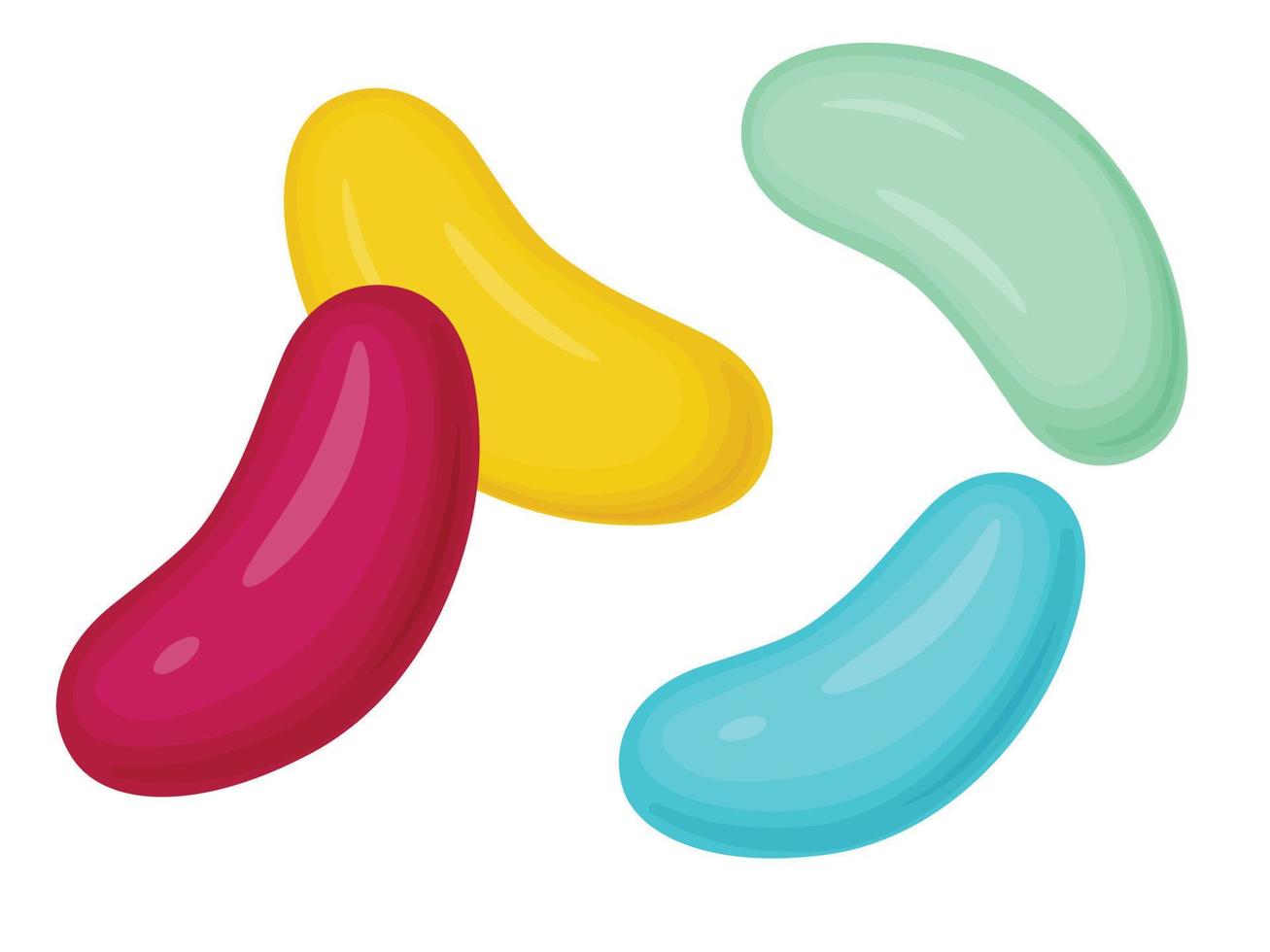 Jelly beans. Gummy sweet kids candies. Sweet and sour Snack. vector