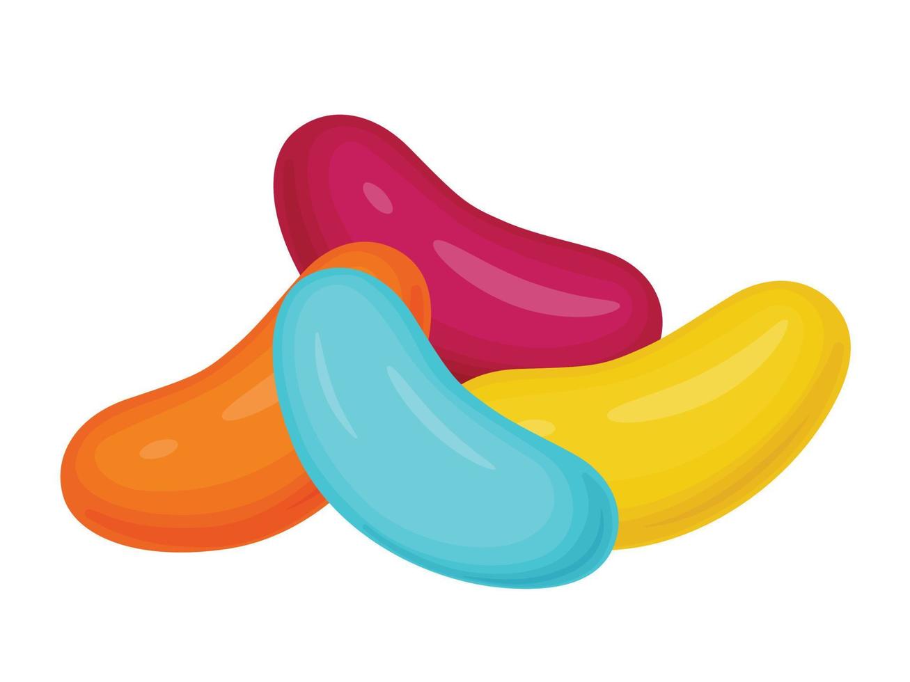 Jelly beans. Gummy sweet kids candies. Sweet and sour Snack. vector