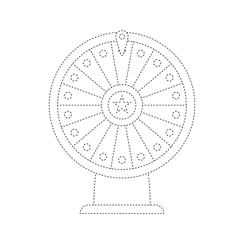 hoja de trabajo de seguimiento de la rueda de la fortuna para niños vector