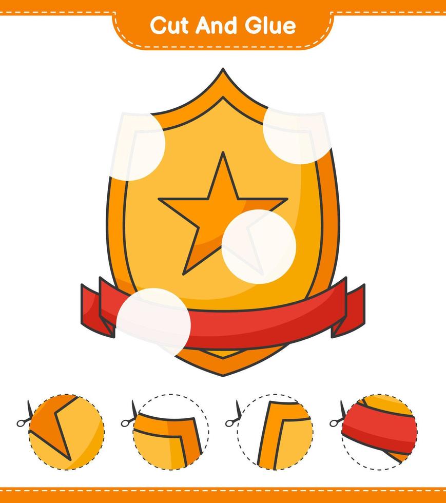 cortar y pegar, cortar partes del trofeo y pegarlas. juego educativo para niños, hoja de cálculo imprimible, ilustración vectorial vector