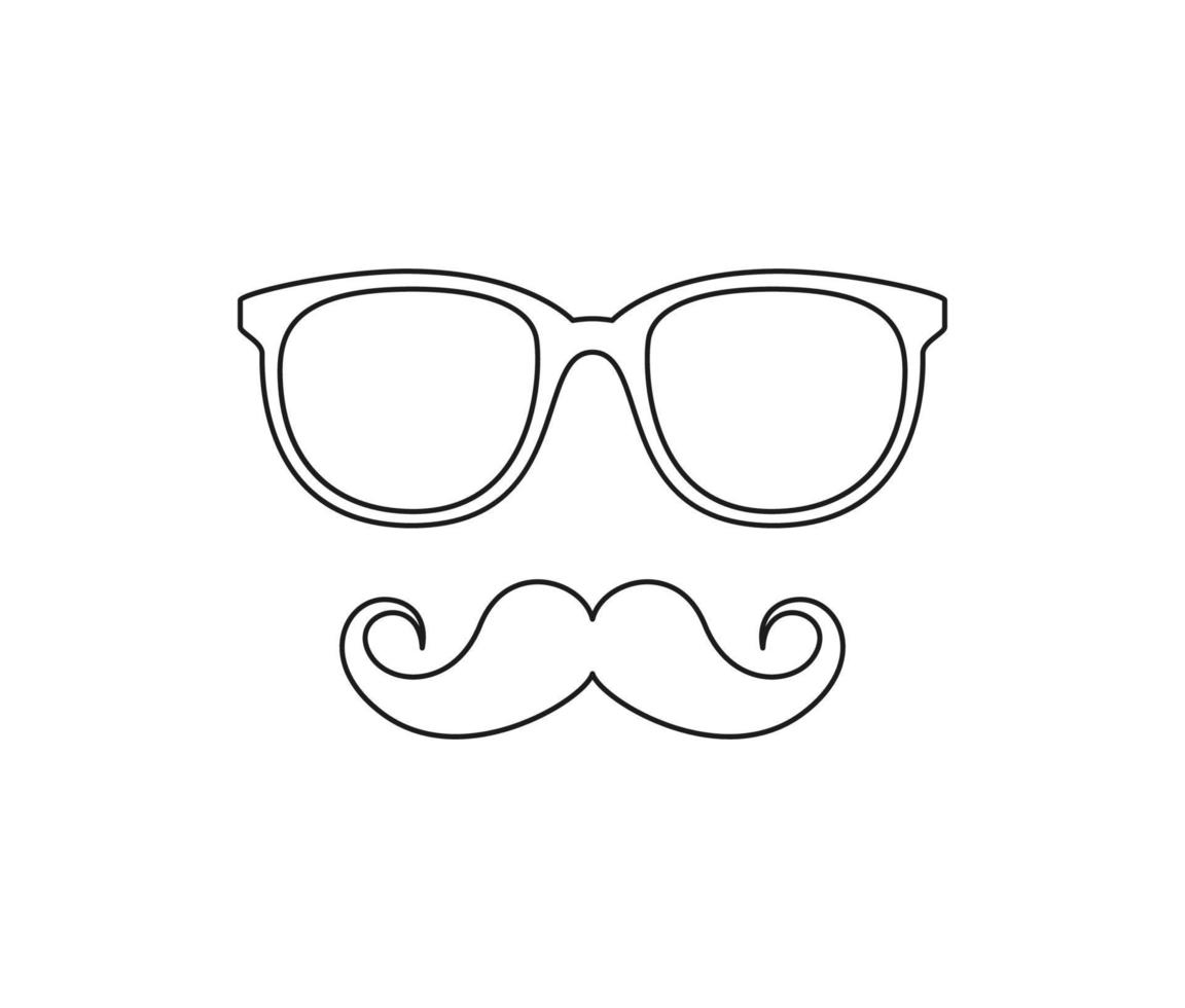 página para colorear con bigote y gafas para niños vector