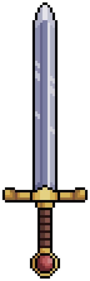 Pixel art medieval sword. 8bit game item on white background vector