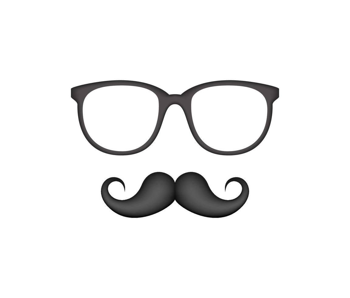 bigote y gafas aislado sobre fondo blanco. vector