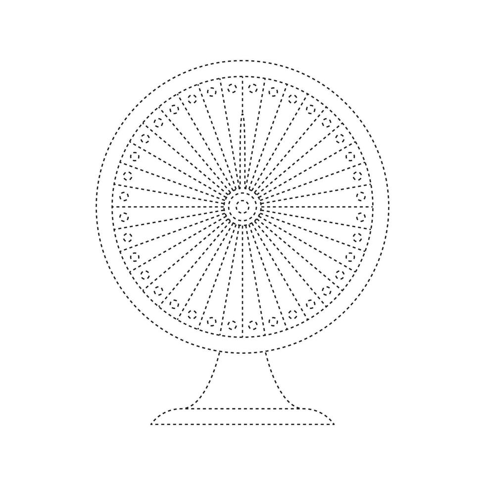 hoja de trabajo de seguimiento de la rueda de la fortuna para niños vector