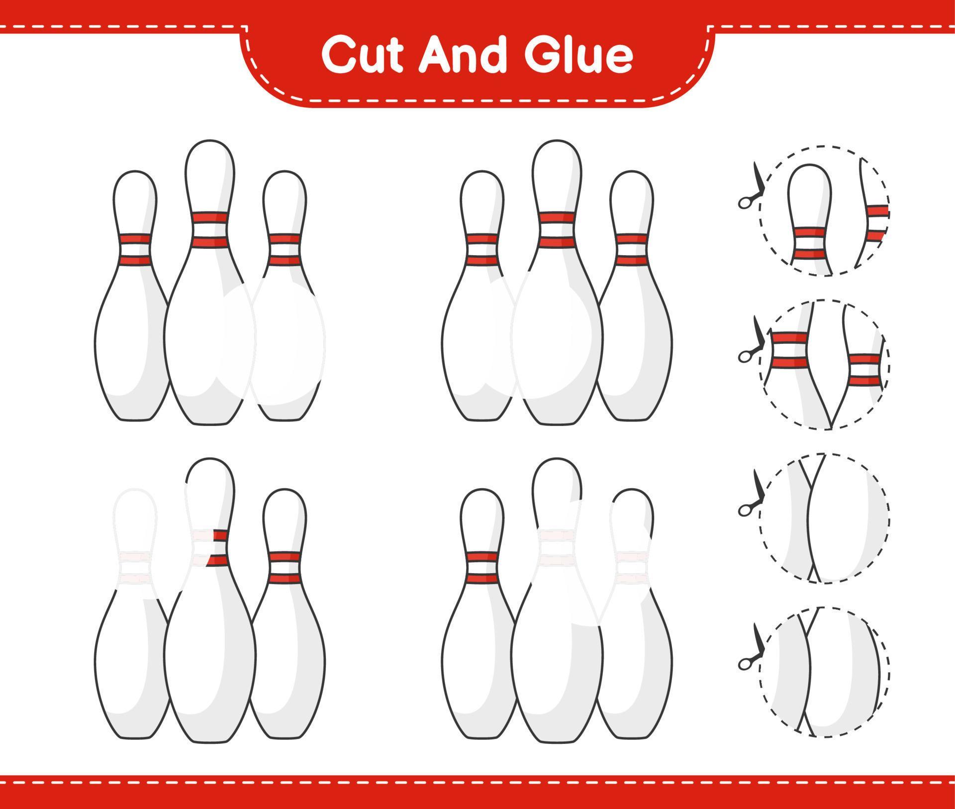 Cut and glue, cut parts of Bowling Pin and glue them. Educational