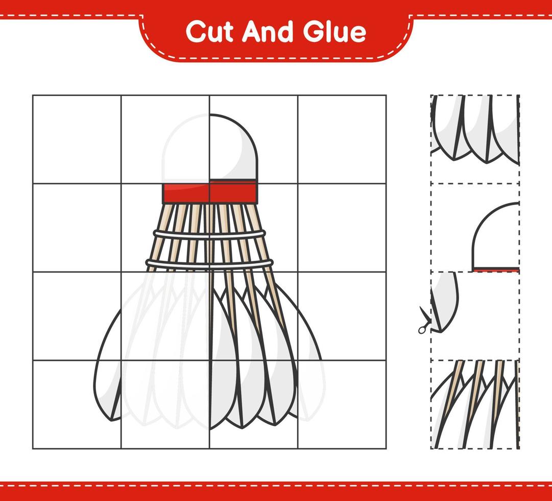 cortar y pegar, cortar partes del volante y pegarlas. juego educativo para niños, hoja de cálculo imprimible, ilustración vectorial vector