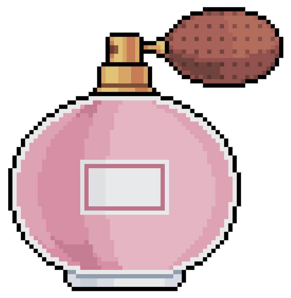 Pixel art perfume bottle vector icon for 8bit game on white background