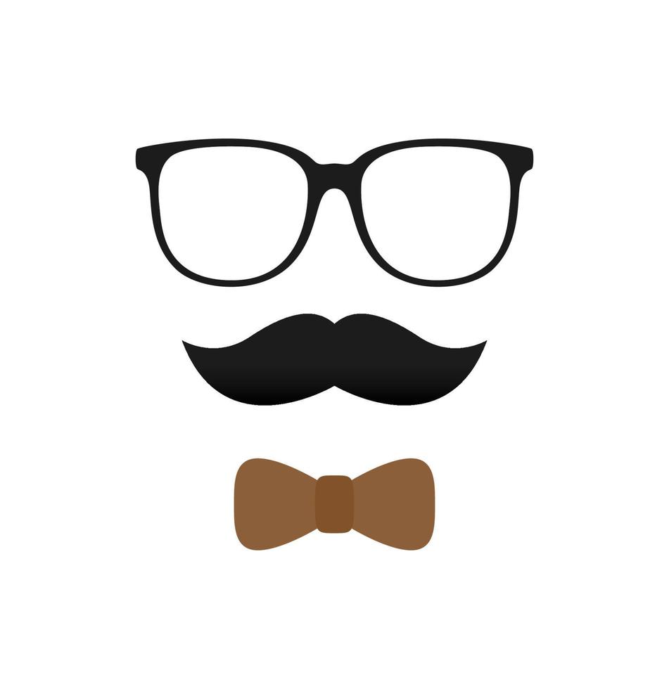 Mustache, Bow Tie, and Glasses isolated on white background vector
