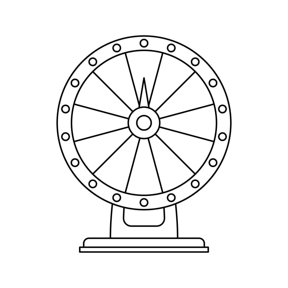 página para colorear con rueda de la fortuna para niños vector