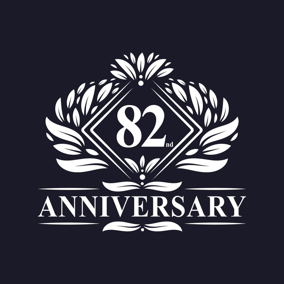 82 years Anniversary Logo, Luxury floral 82nd anniversary logo. vector